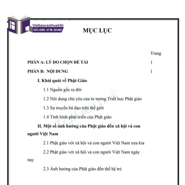 Mẫu tiểu luận triết học phật giáo Việt Nam