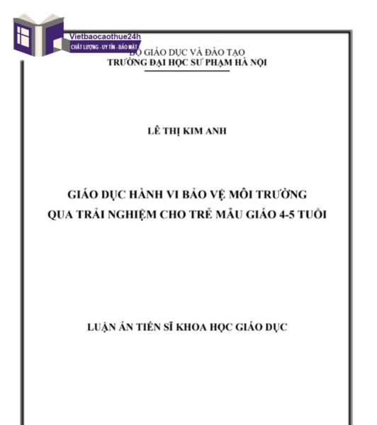Mẫu luận văn giáo dục bảo vệ môi trường cho trẻ mầm non 