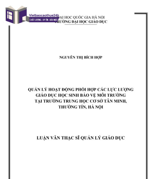 Mẫu luận văn giáo dục bảo vệ môi trường tại huyện Thường Tín