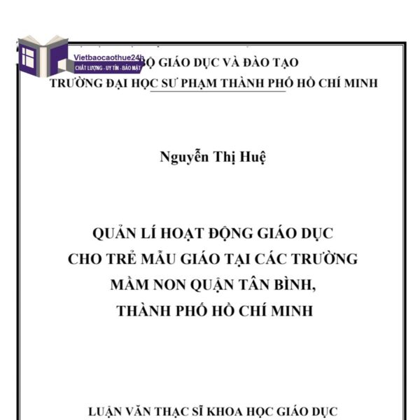 Luận văn tốt nghiệp chuyên ngành giáo dục mầm non quận Tân Bình, TP.HCM
