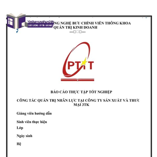 Mẫu báo cáo thực tập nhân sự tại Công ty cổ phần SX & TM 3TK