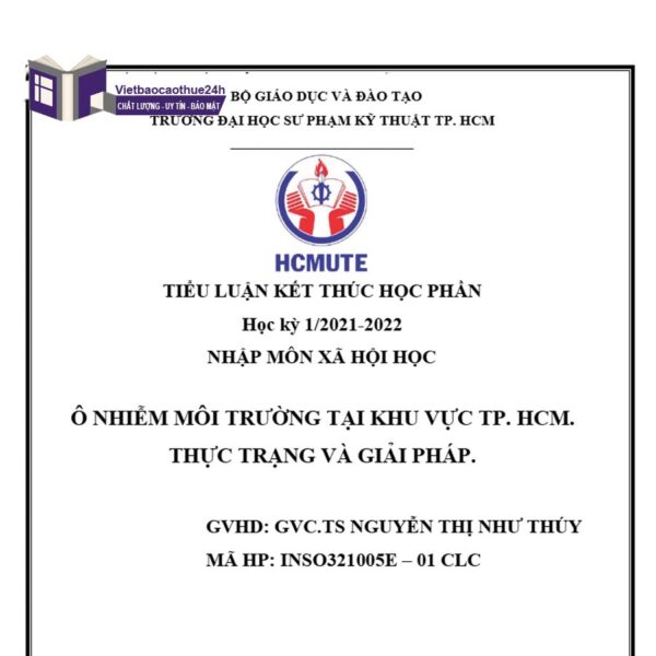 Tiểu luận ô nhiễm môi trường nước ở tphcm mẫu 2