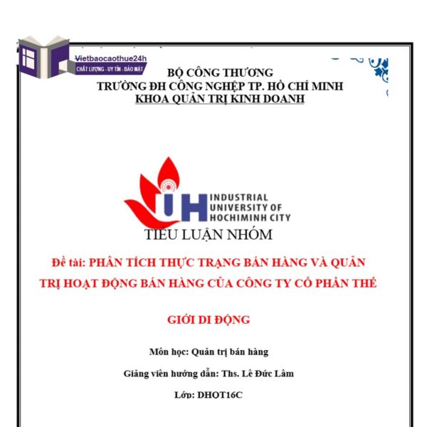 Tiểu luận quản trị bán hàng