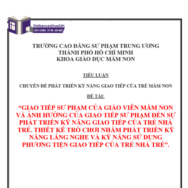 Bài tiểu luận kỹ năng giao tiếp sư phạm hay nhất