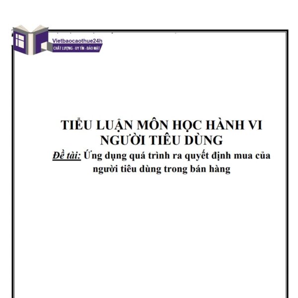 Tiểu luận hành vi khách hàng trong quá trình bán hàng
