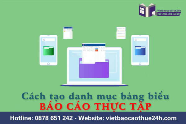 Cách tạo danh mục bảng biểu trong báo cáo thực tập