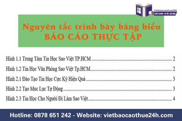 Hướng dẫn trình bày danh mục bảng biểu trong báo cáo thực tập 2024 2 Nguyên tắc trình bày Danh mục bảng biểu trong báo cáo thực tập