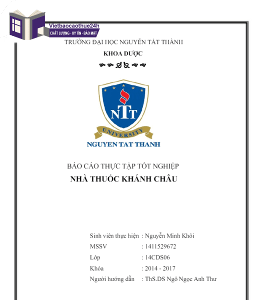 Báo cáo thực tập nhà thuốc Khánh Châu