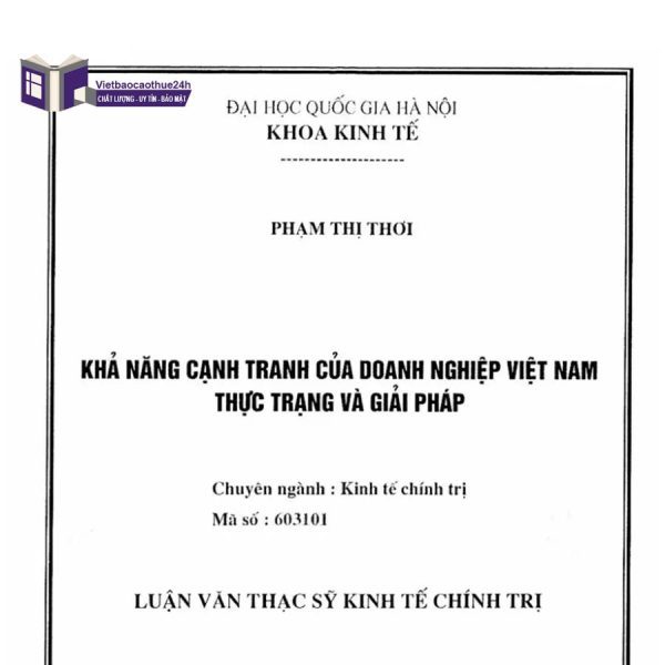 Luận văn thạc sĩ kinh tế chính trị - Trường Đại học Quốc Gia Hà Nội