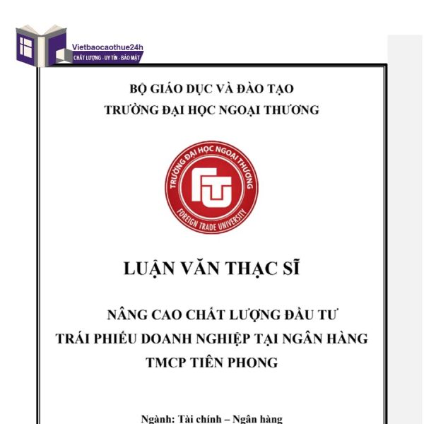 Luận văn Thạc sĩ tài chính - Ngân hàng TMCP Tiên Phong