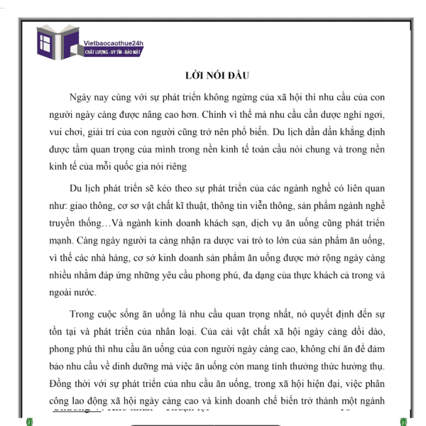 Mẫu báo cáo thực tập khách sạn số 2