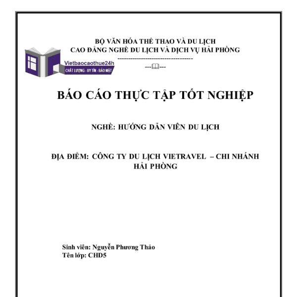 Báo cáo thực tập Công ty du lịch Vietravel mẫu số 1