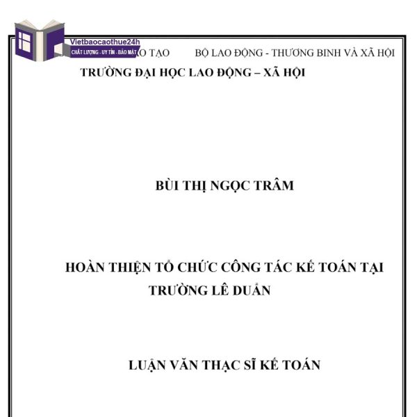 Hoàn thiện tổ chức công tác kế toán tại Trường Lê Duẩn