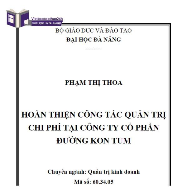 Hoàn thiện công tác quản trị chi phí tại Công ty cổ phần đường Kon Tum