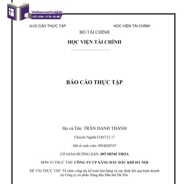 Mẫu báo cáo thực tập kế toán mua bán hàng hóa xăng dầu