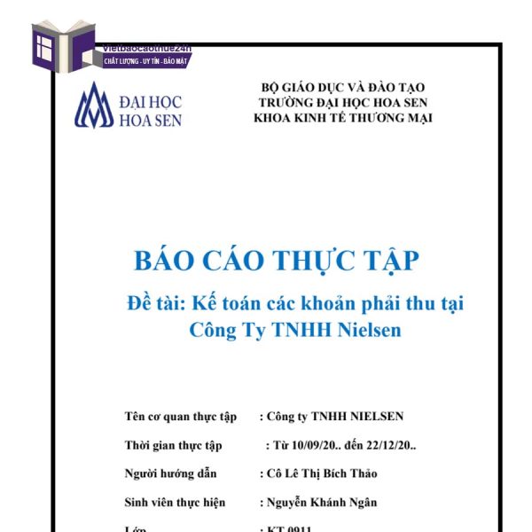 Mẫu báo cáo thực tập kế toán công nợ tại Công ty TNHH Nielsen