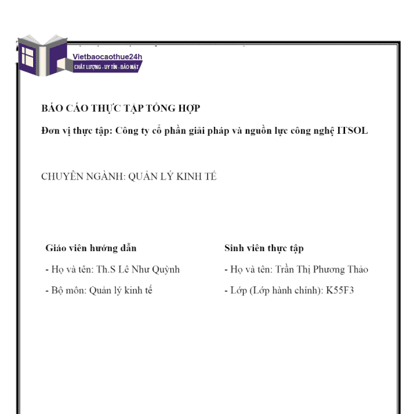 Báo cáo thực tập tại Công ty Cp Giải pháp và nguồn lực công nghệ ITOSL