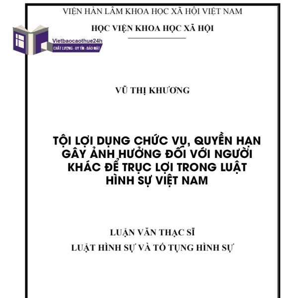 Tham khảo luận văn luật hình sự lợi dụng chức vụ, quyền hạn