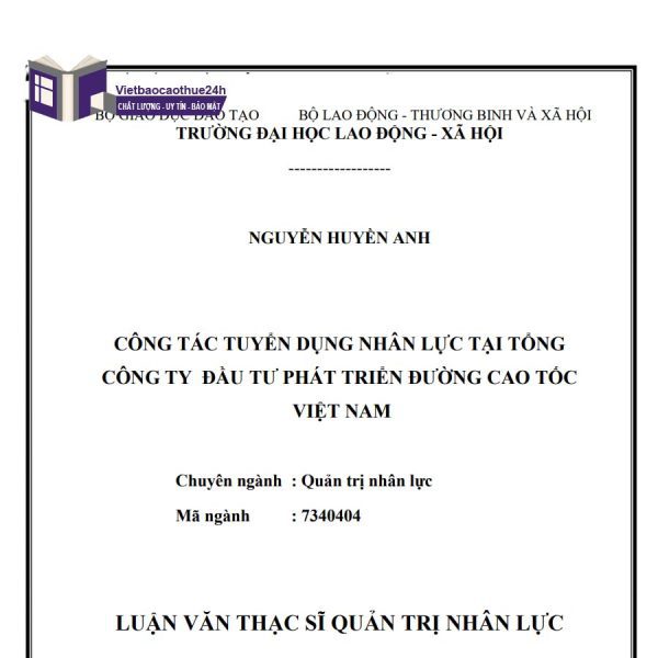 Luận văn quản trị nhân sự tại Tổng Công ty Đầu tư Phát triển đường Cao tốc Việt Nam (VEC)