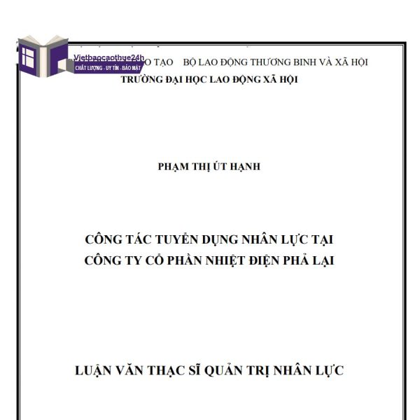 Công tác tuyển dụng nhân lực tại Công ty Cổ phần nhiệt điện Phả Lại