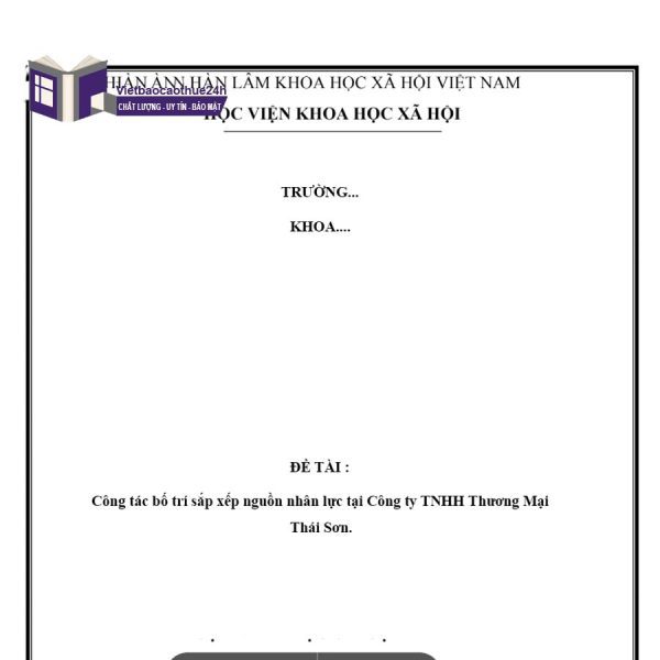 Công tác bố trí sắp xếp nguồn nhân lực tại Công ty TNHH Thương Mại Thái Sơn