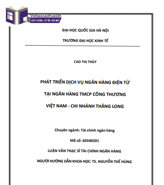 Phát triển dịch vụ ngân hàng điện tử tại ngân hàng TMCP Công Thương Việt Nam- Chi nhánh Thăng Long