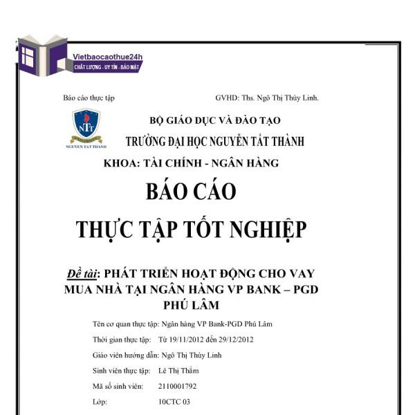 Phát triển hoạt động cho vay mua nhà tại ngân hàng VPPbank - PGD Phú Lâm
