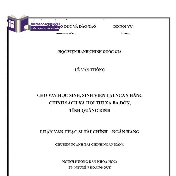 Đề tài cho vay học sinh, sinh viên tại ngân hàng Chính sách Xã hội Thị xã Ba Đồn, tỉnh Quảng Bình