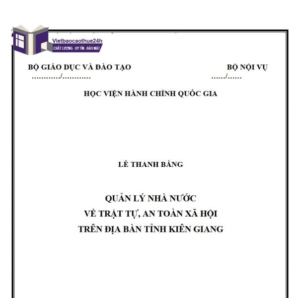 Quản lý nhà nước về trật tự, an toàn xã hội trên địa bàn tỉnh Kiên Giang