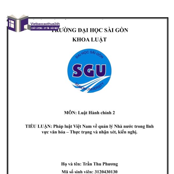 Pháp luật Việt Nam về quản lý Nhà nước trong lĩnh vực văn hóa