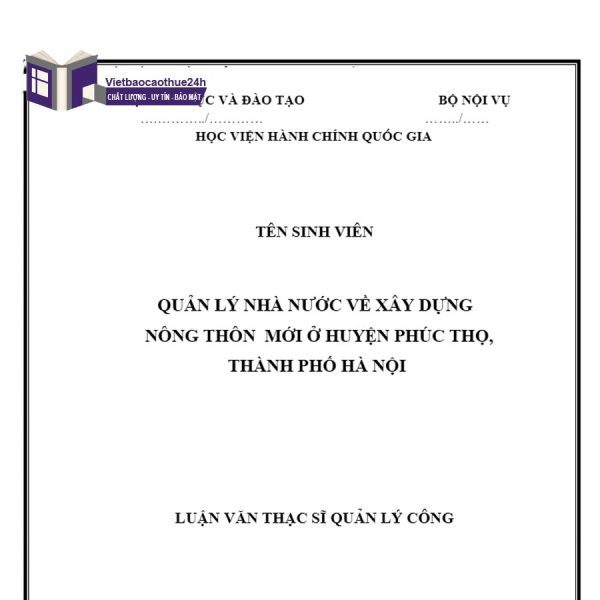 Quản lý nhà nước về xây dựng nông thôn mới ở huyện Phúc Thọ, thành phố Hà Nội