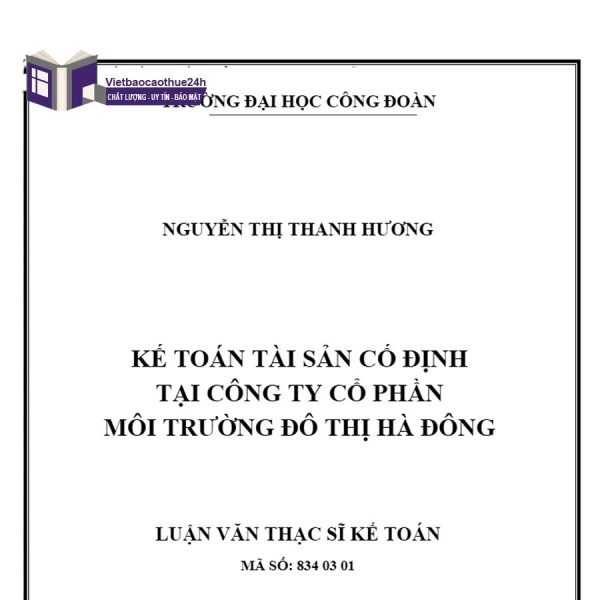 Kế toán tài sản cố định tại Công ty Cổ phần Môi trường Đô thị Hà Đông