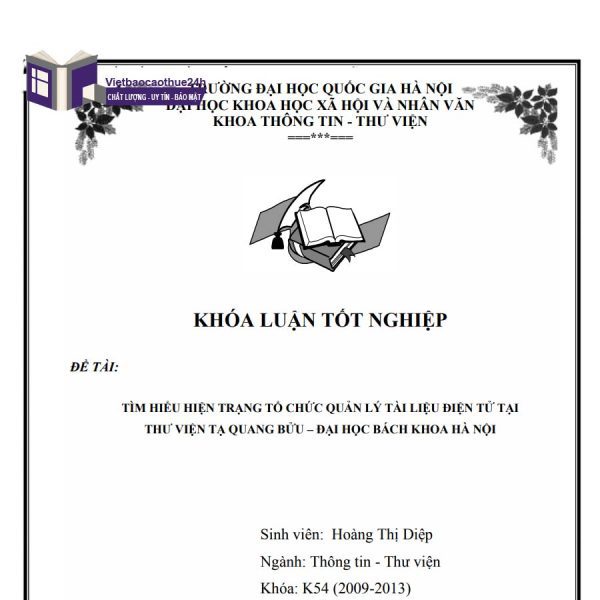 Khoá luận tốt nghiệp tổ chức quản lí và khai thác tài liệu điện tử