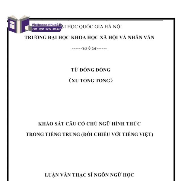 Khảo sát câu có chủ ngữ hình thức trong tiếng Trung (đối chiếu với tiếng Việt