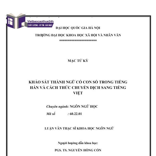 Khảo sát thành ngữ có con số trong tiếng Hán và cách thức chuyển dịch sang tiếng Việt mẫu 2