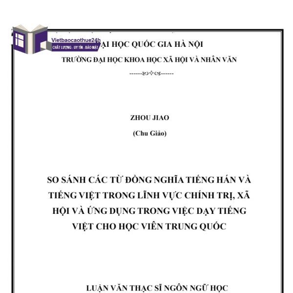 Luận văn Thạc sĩ ngôn ngữ học về phân biệt từ đồng nghĩa tiếng Hán và tiếng Việt