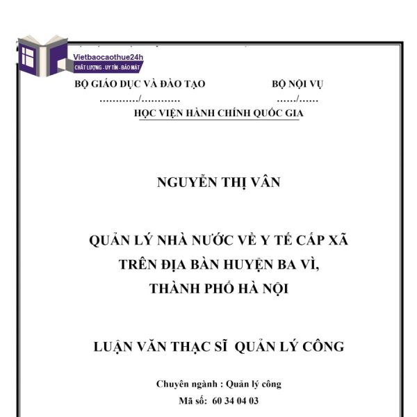 Quản lý nhà nước về y tế cấp xã trên địa bàn huyện Ba Vì, Thành phố Hà Nội