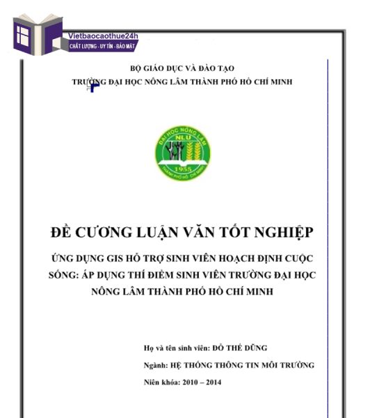 Mẫu đề cương khóa luận tốt nghiệp Đại học Nông Lâm