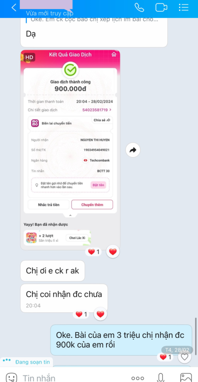 feedback của khách hàng