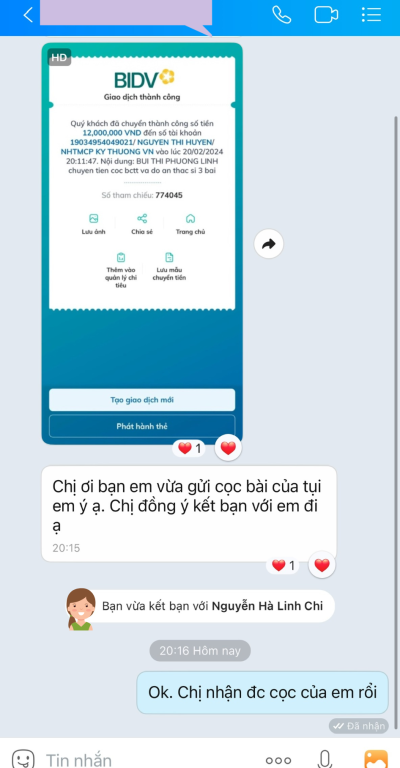 feedback của khách hàng